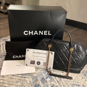 Authentic calfskin CHANEL castle rock bowling bag